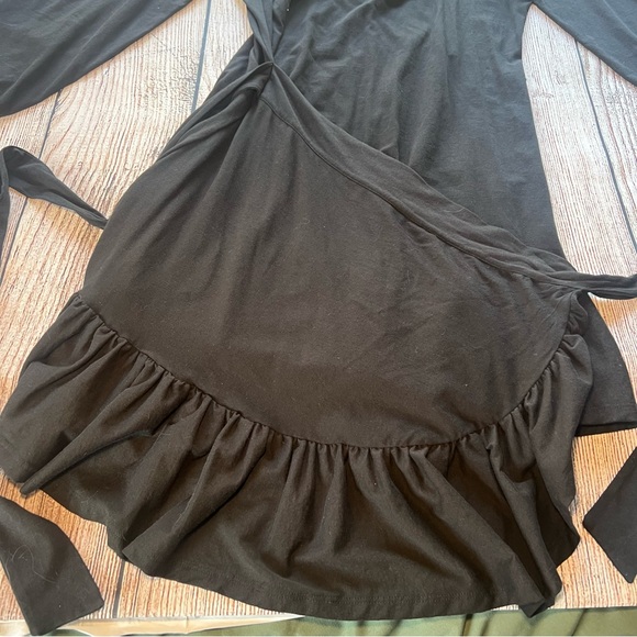 Rebecca Minkoff Josephine Black Ruffled Mini Wrap Tie‎ Dress Women’s Size XL - Picture 4 of 11